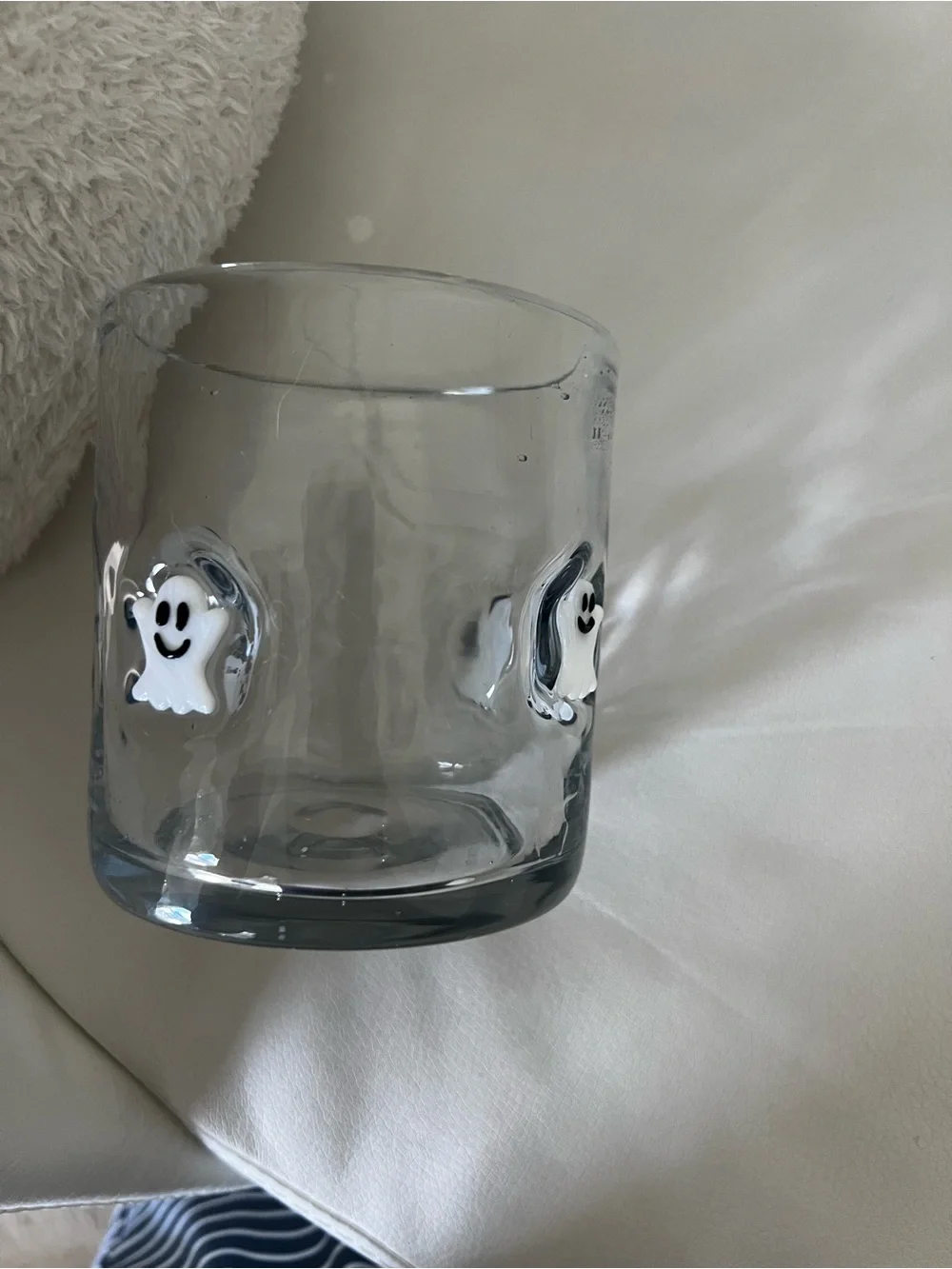 Ghost anthropologie dupe Clear Glass Tumbler with White Ghost Accents